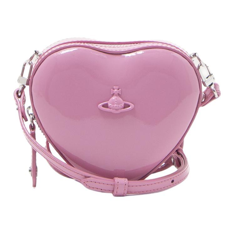 Vivienne Westwood Vivienne Westwood Full Grain Leather Heart-Shaped Bag Clutch Crossbody Bag Shoulder Bag Mini Women's Pink
