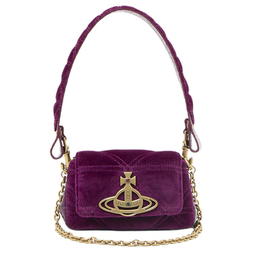 Vivienne Westwood Vivienne Westwood HAZEL Velvet One Shoulder Handbags Small Size Women's Purple
