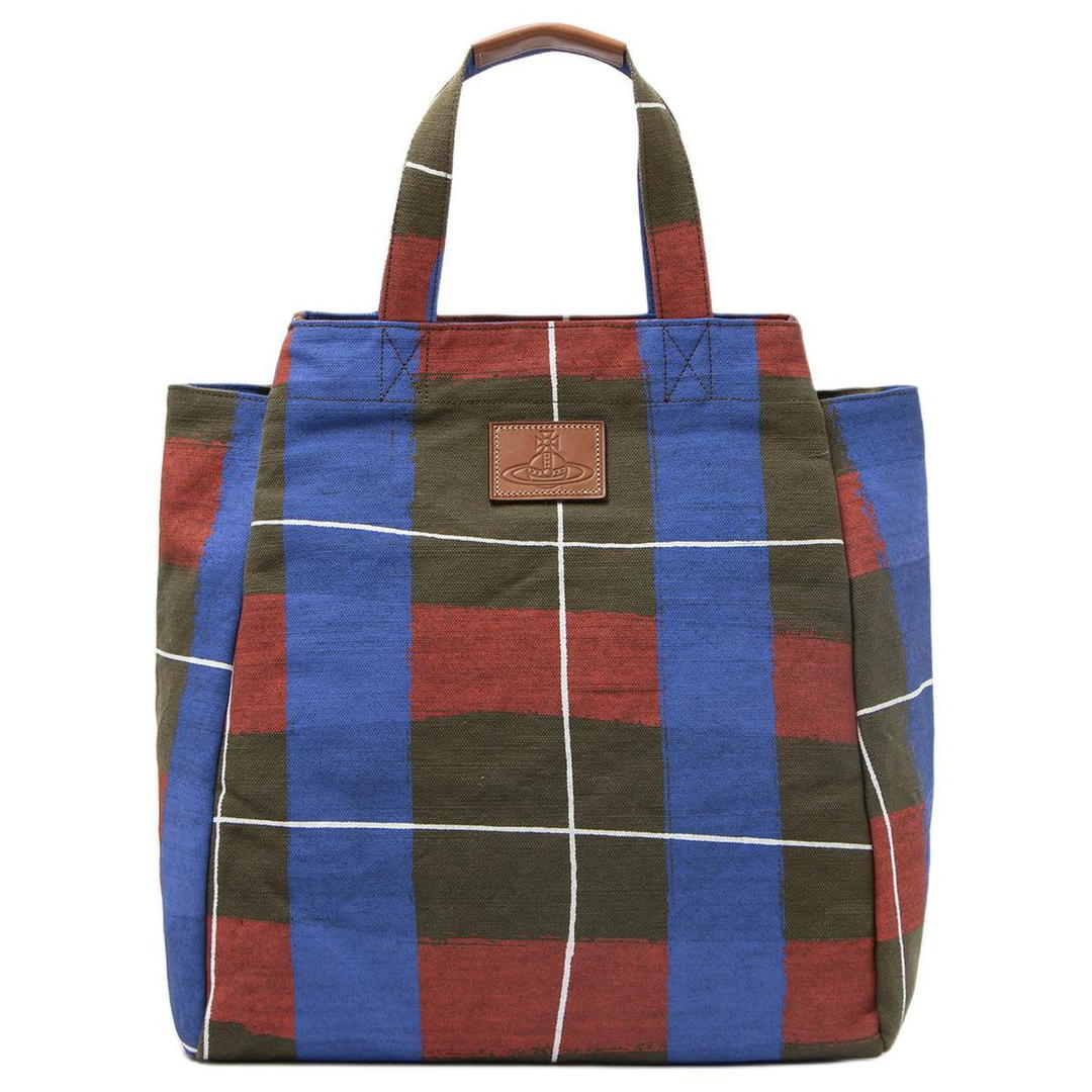Vivienne Westwood Vivienne Westwood Plaid Velvet Tote Bag Shopping Bag Handbag Large Size Women's Green
