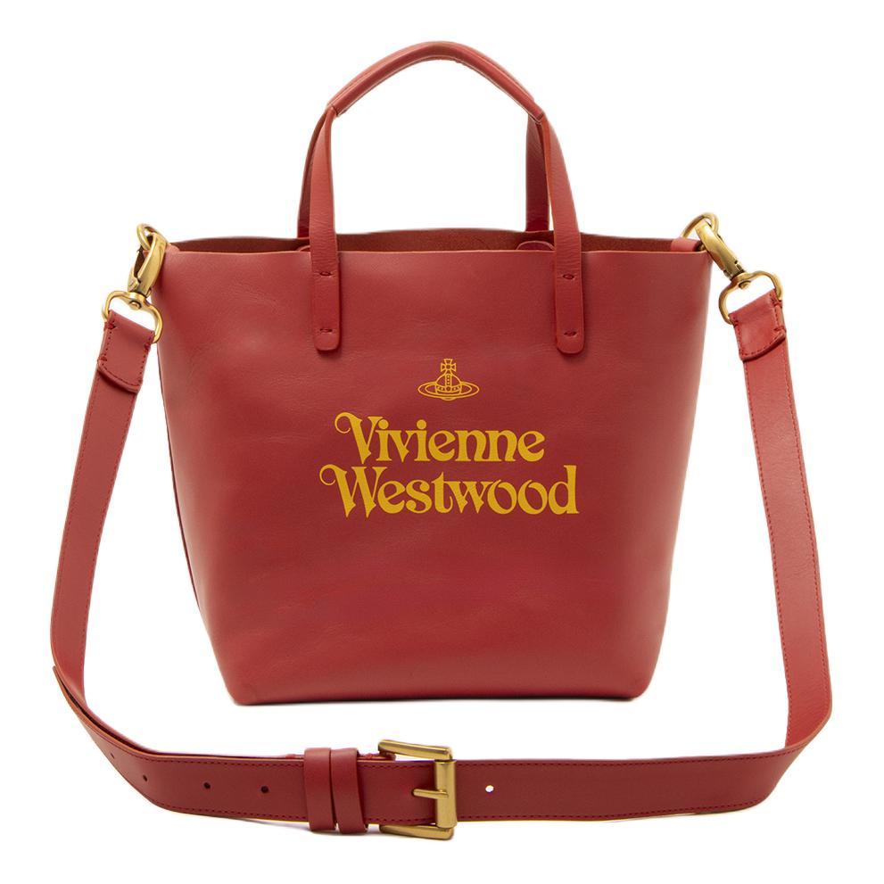 Vivienne Westwood Vivienne Westwood Cow Leather Shoulder Bag Crossbody Bag Handbag Small Size Women's Red