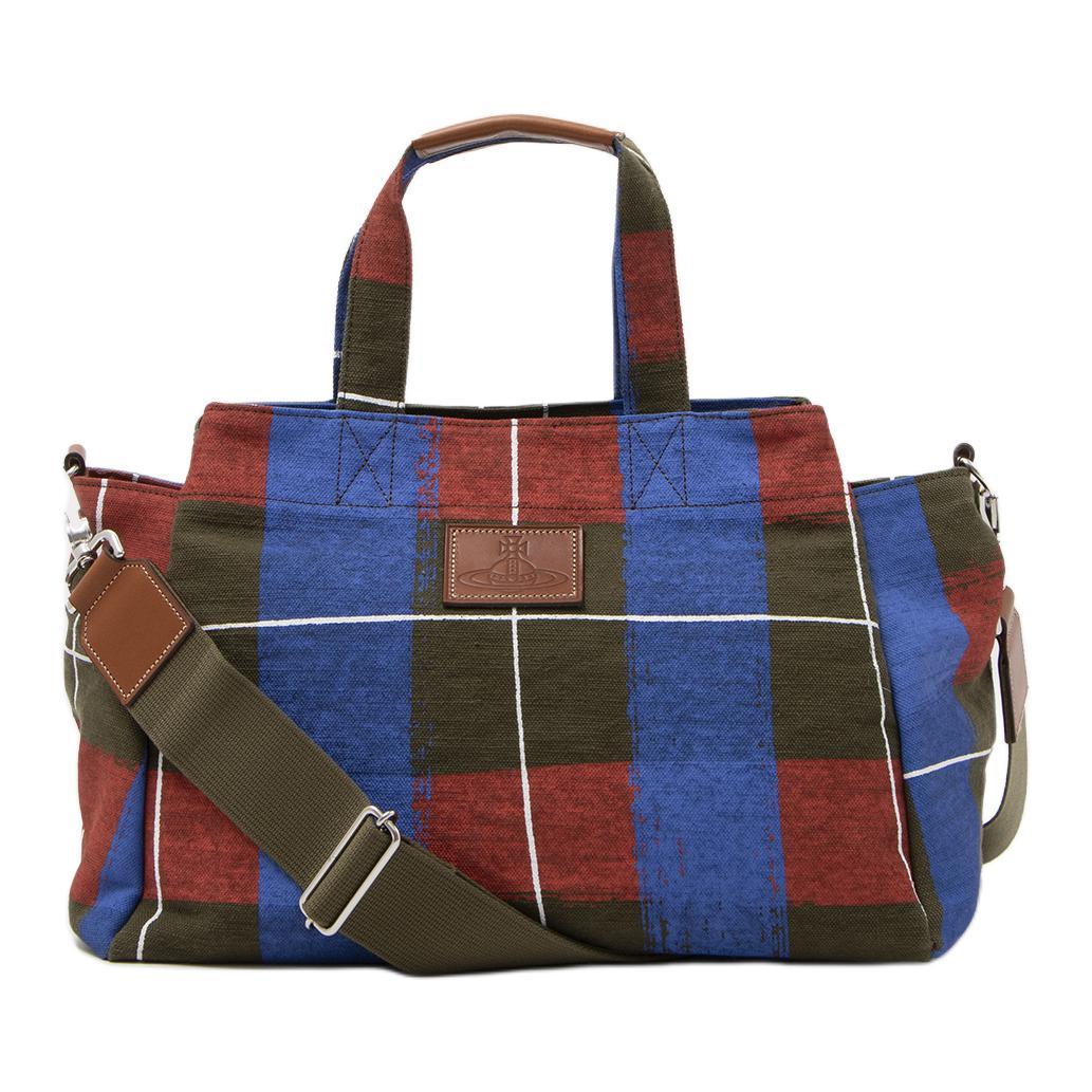 Vivienne Westwood Vivienne Westwood Plaid Velvet Shoulder Bag Crossbody Bag Handbag Women's Blue & Red