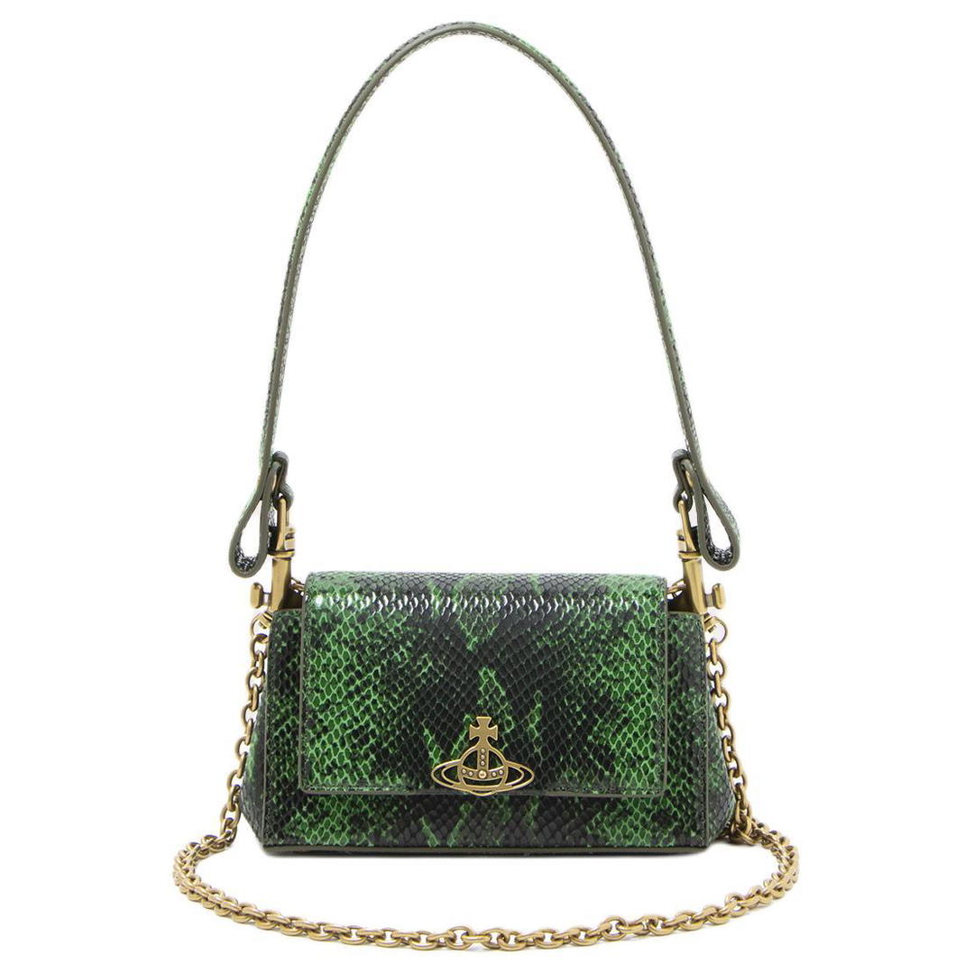 Vivienne Westwood Vivienne Westwood HAZEL Goatskin Shoulder Bag Small Size Women's Green