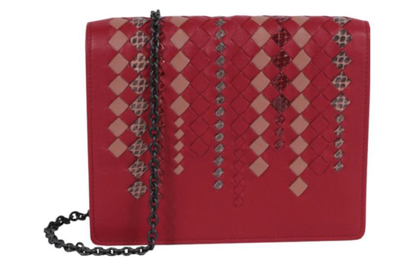 Bottega Veneta Bottega Veneta Leather Crossbody Bag Shoulder Bag Women's Red
