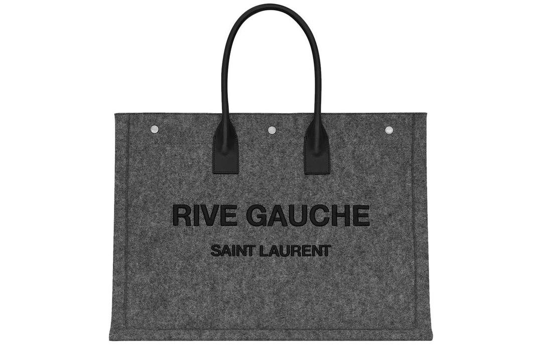 Saint Laurent Saint Laurent Rive Gauche Cow Leather Totes Handbags Unisex Gray/Black