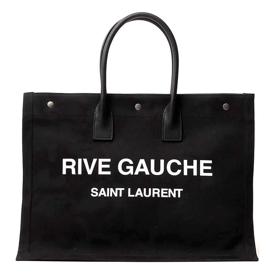 Saint Laurent Saint Laurent Rive Gauche Cotton Tote Bag Shopping Bag Handbag Men's Black