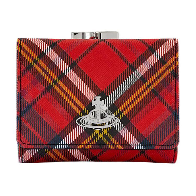 Vivienne Westwood Vivienne Westwood Saffiano Plaid Velvet Wallet Small Size Women's Red