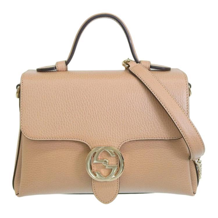 Gucci Gucci Leather Shoulder Bag Crossbody Bag Handbag Women's Light Umber