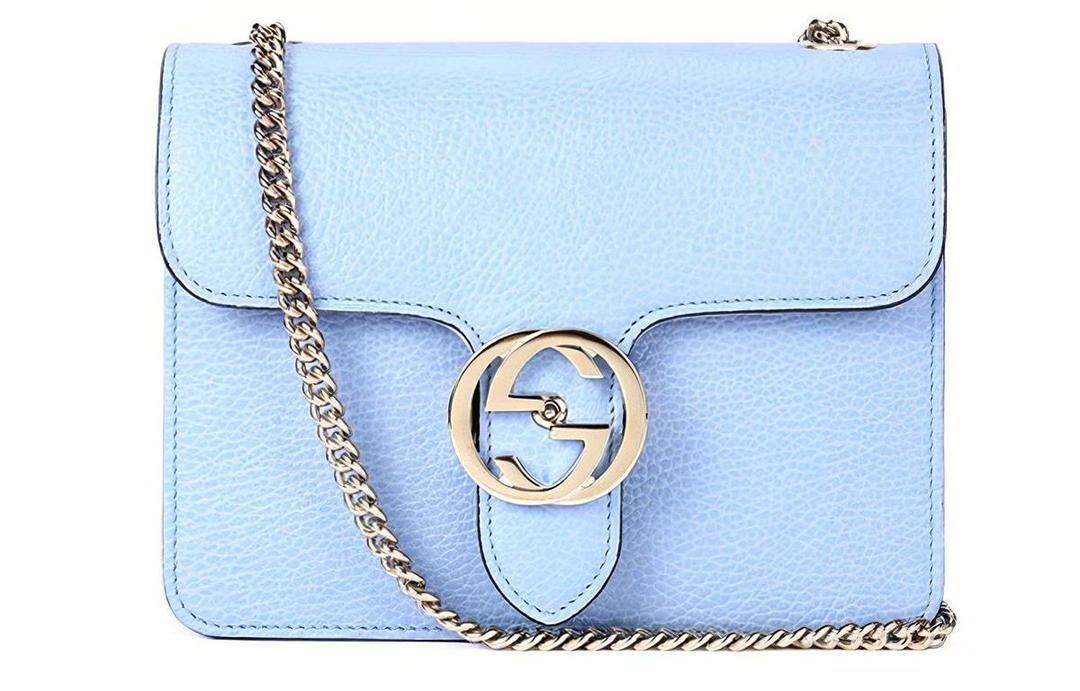 Gucci Gucci Litchi Grain Leather Messenger Bag Wind Chime Bag Crossbody Bag Shoulder Bag Women's Blue