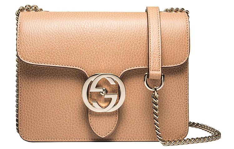 Gucci Gucci Litchi Grain Leather Messenger Bag Trunk Bag Handbag Crossbody Bag Shoulder Bag Women's Yellow