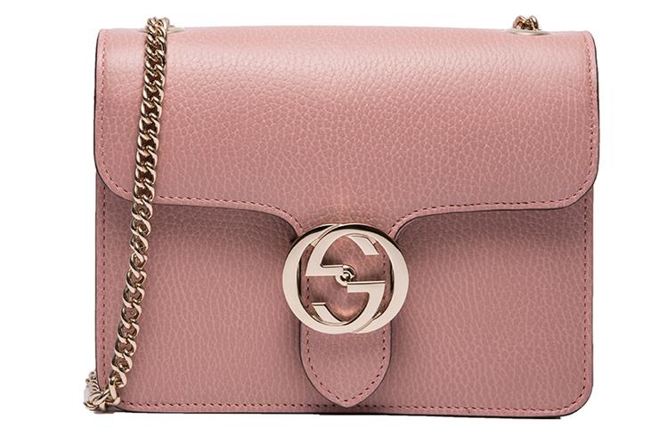 Gucci Gucci Litchi Grain Leather Messenger Bag, Trunk Bag, Shoulder Bag, Crossbody Bag Women's Pink