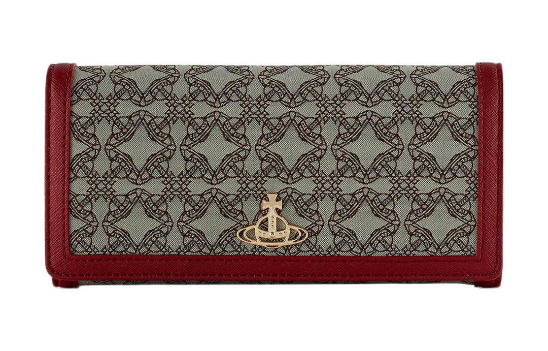 Vivienne Westwood Vivienne Westwood Jacquard Fabric Card Holder Wallet Mini Women's Brown/Red