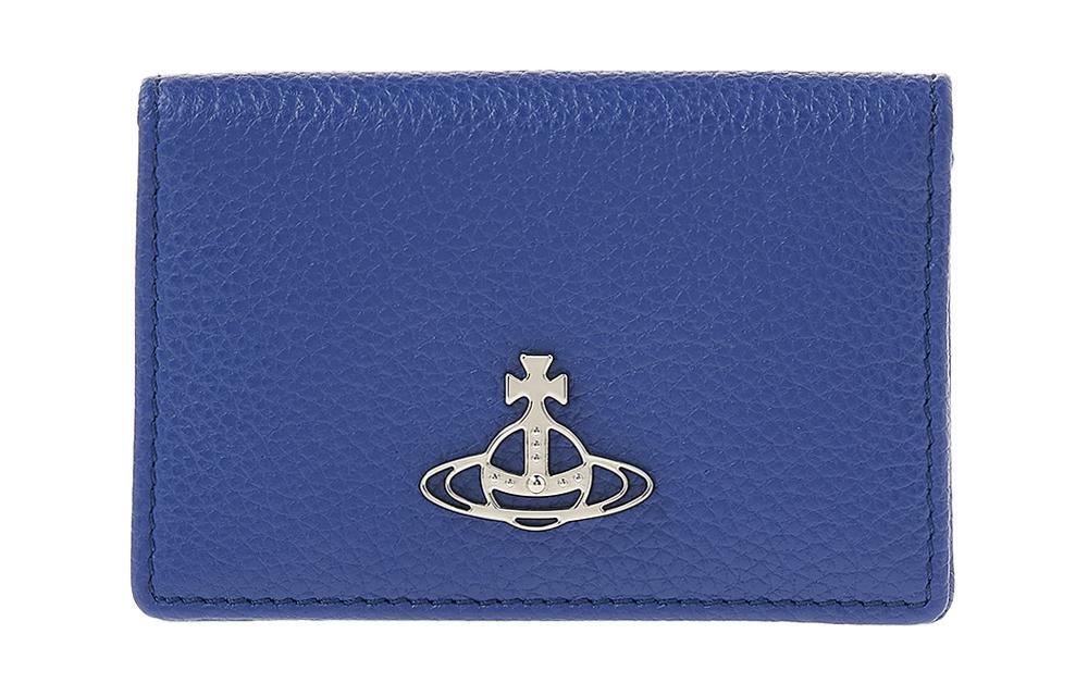Vivienne Westwood Vivienne Westwood Grained Leather Card Clip Card Holder Wallets Women's Blue