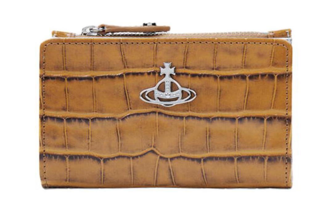 Vivienne Westwood Vivienne Westwood Crocodile Embossed Finish Calfskin Card Holder Women's Dark Brown