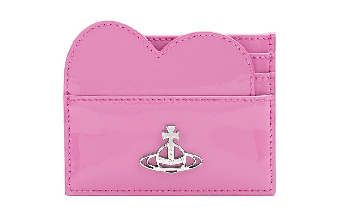 Vivienne Westwood Vivienne Westwood Shiny Patent Leather Cow Leather Card Holder Women's Pink