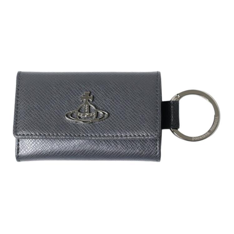 Vivienne Westwood Vivienne Westwood Saffiano Leather Key Pouch Unisex Gray