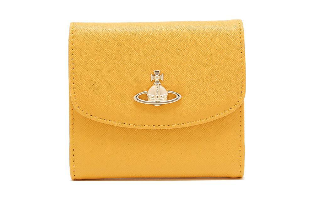 Vivienne Westwood Vivienne Westwood Cross-Grain Textured Calfskin Wallet Small Size Women's Yellow