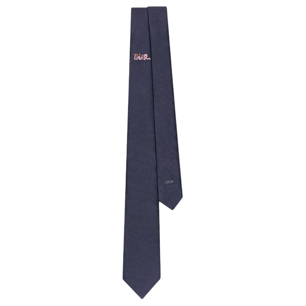 Dior Dior Silk Ties Unisex Marine Blue