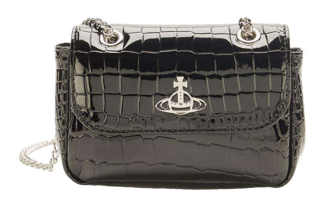 Vivienne Westwood Vivienne Westwood Leather Wallet Crossbody Bag Shoulder Bag Small Size Women's Black