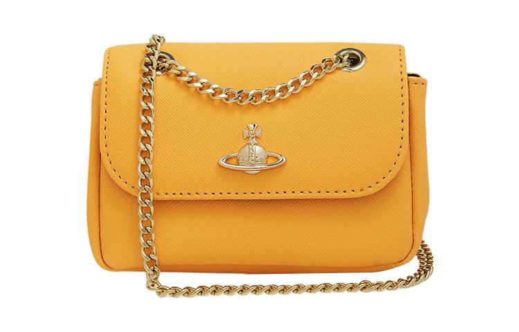 Vivienne Westwood Vivienne Westwood Saffiano Cow Leather Crossbody One Shoulder Wallet Small Size Women's Yellow