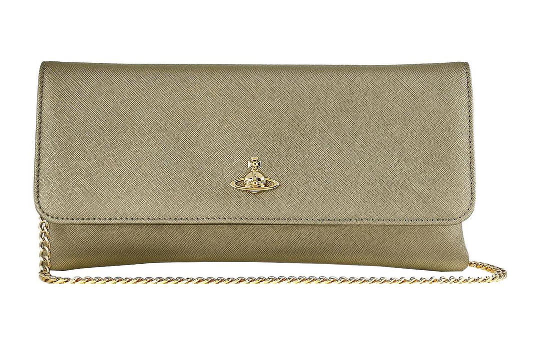 Vivienne Westwood Vivienne Westwood Cow Leather One Shoulder Crossbody Clutches Women's Metal Gray