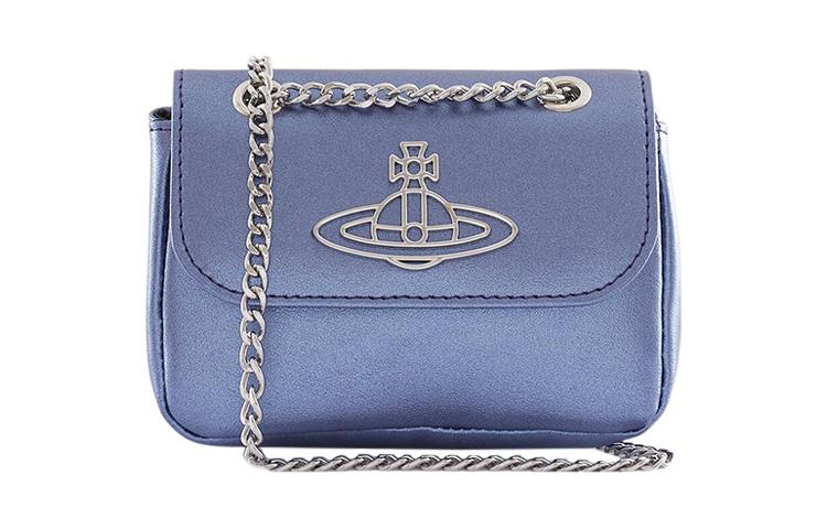 Vivienne Westwood Vivienne Westwood Cow Leather Shoulder Bag Crossbody Bag Wallets Small Size Women's Blue Purple