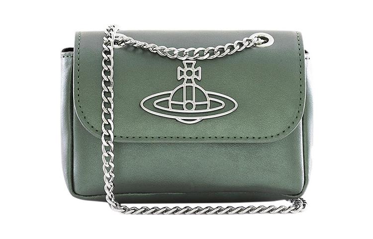 Vivienne Westwood Vivienne Westwood Cow Leather Shoulder Bag Crossbody Bag Wallet Small Size Women's Green