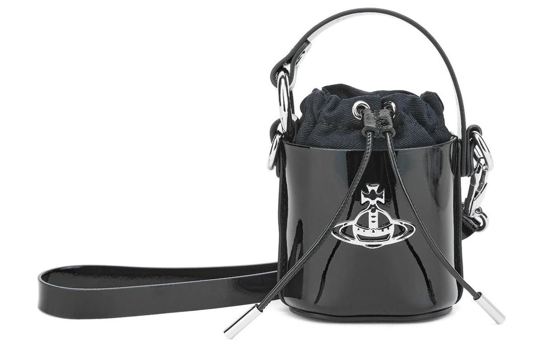 Vivienne Westwood Vivienne Westwood DAISY Cow Leather Bucket Bags Shoulder Bag Crossbody Bag Handbag Mini Women's Black