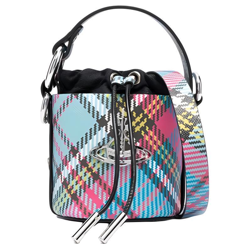 Vivienne Westwood Vivienne Westwood Polyurethane Bucket Bags Shoulder Bag Crossbody Bag Handbag Mini Women's Blue/Multicolor
