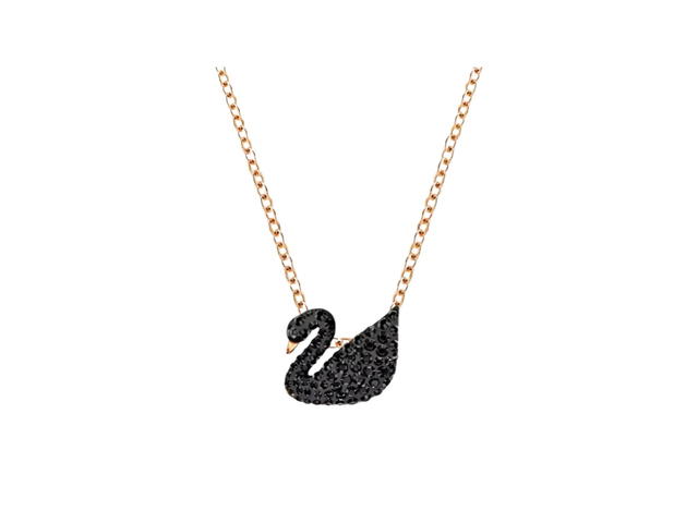 Swarovski Swarovski Swan Pendant In Black With Rose Gold-Tone Plated Hardware - view 1