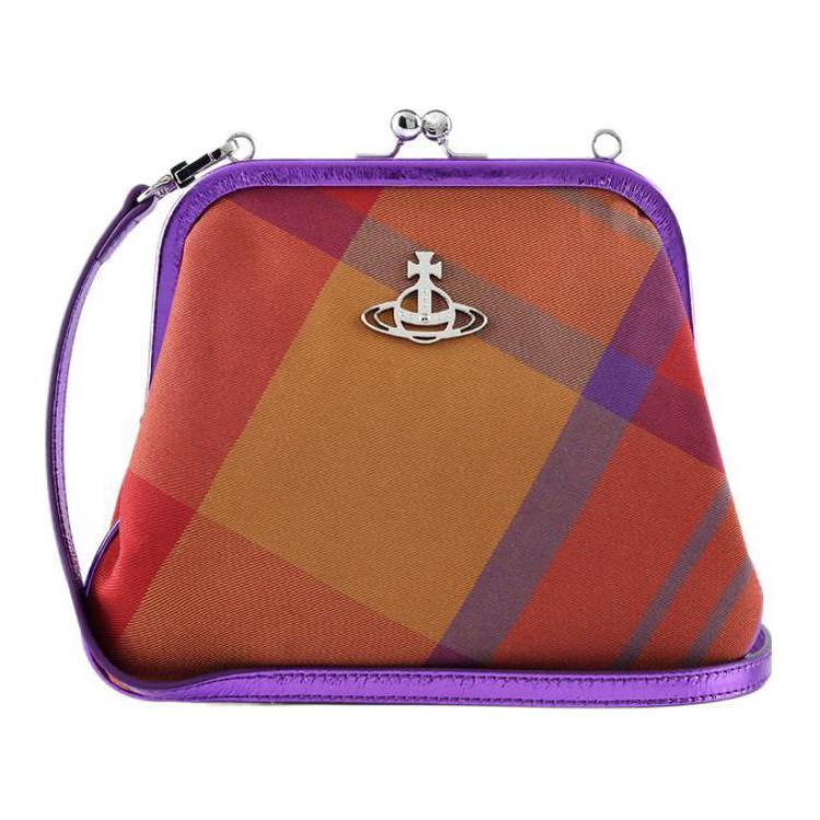 Vivienne Westwood Vivienne Westwood Cotton Shoulder Bag Crossbody Bag Clutches Women's Orange/Purple