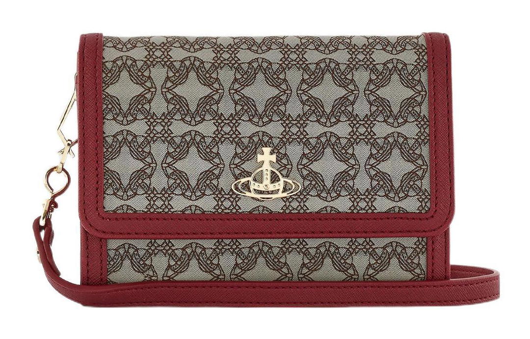 Vivienne Westwood Vivienne Westwood Jacquard Fabric Wallets Shoulder Bag Crossbody Bag Women's Brown/Red