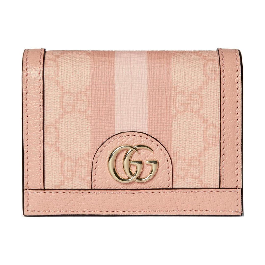 Gucci Gucci Ophidia Canvas With Leather Wallet Women's Gray Pink