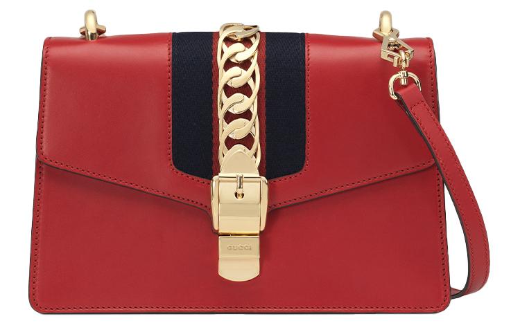 Gucci Gucci Sylvie Cow Leather Portable Crossbody Bag Shoulder Bag Women's Red