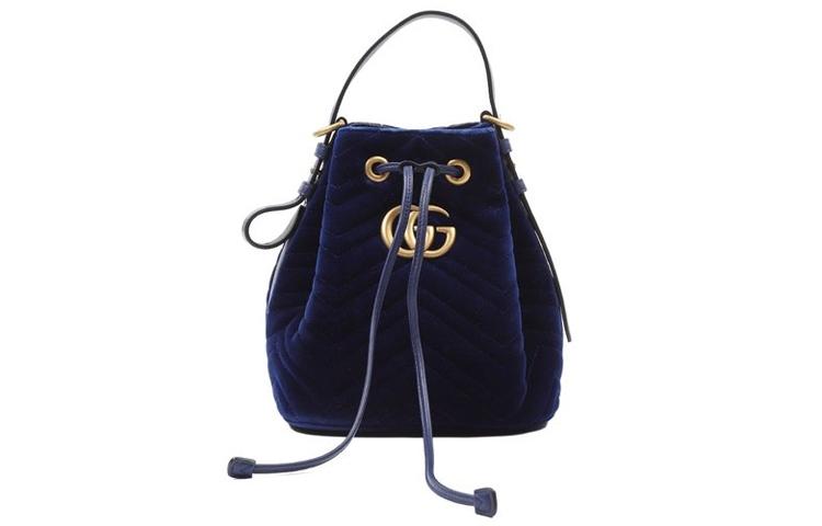 Gucci Gucci Marmont Velvet Bucket Bags Shoulder Bag Crossbody Bag Handbag Women's Blue