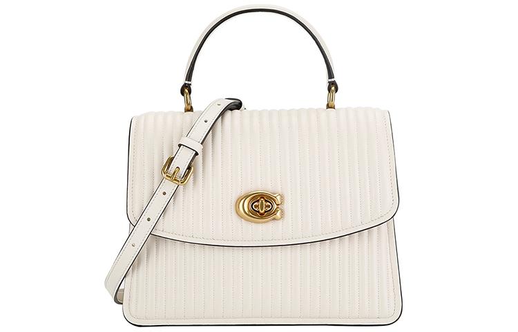 Coach Coach Parker Sheepskin Shoulder Bag Crossbody Bag Handbag Small Size Women's White
