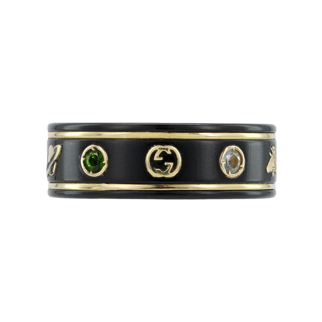 Gucci Gucci 18K Gold Karat Gold Rings Men's Black