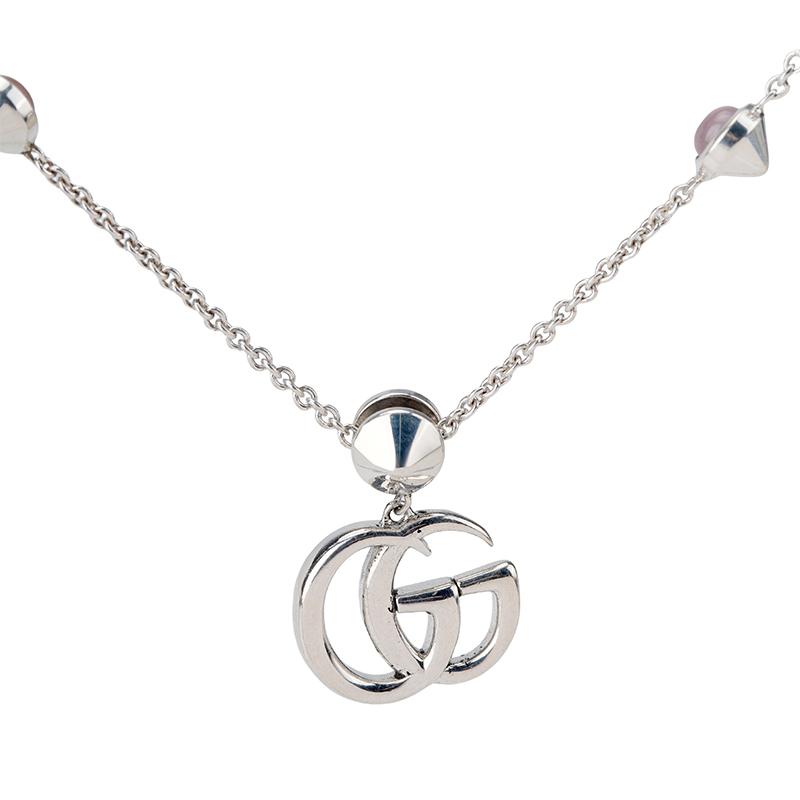 Gucci Gucci Double G Mother Of Pearl Necklace