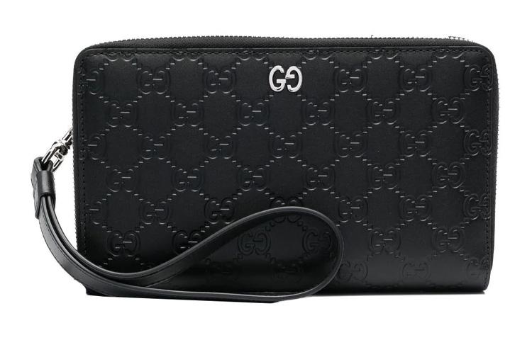 Gucci Gucci Leather Money Clip Card Holder Wallet Men's Black