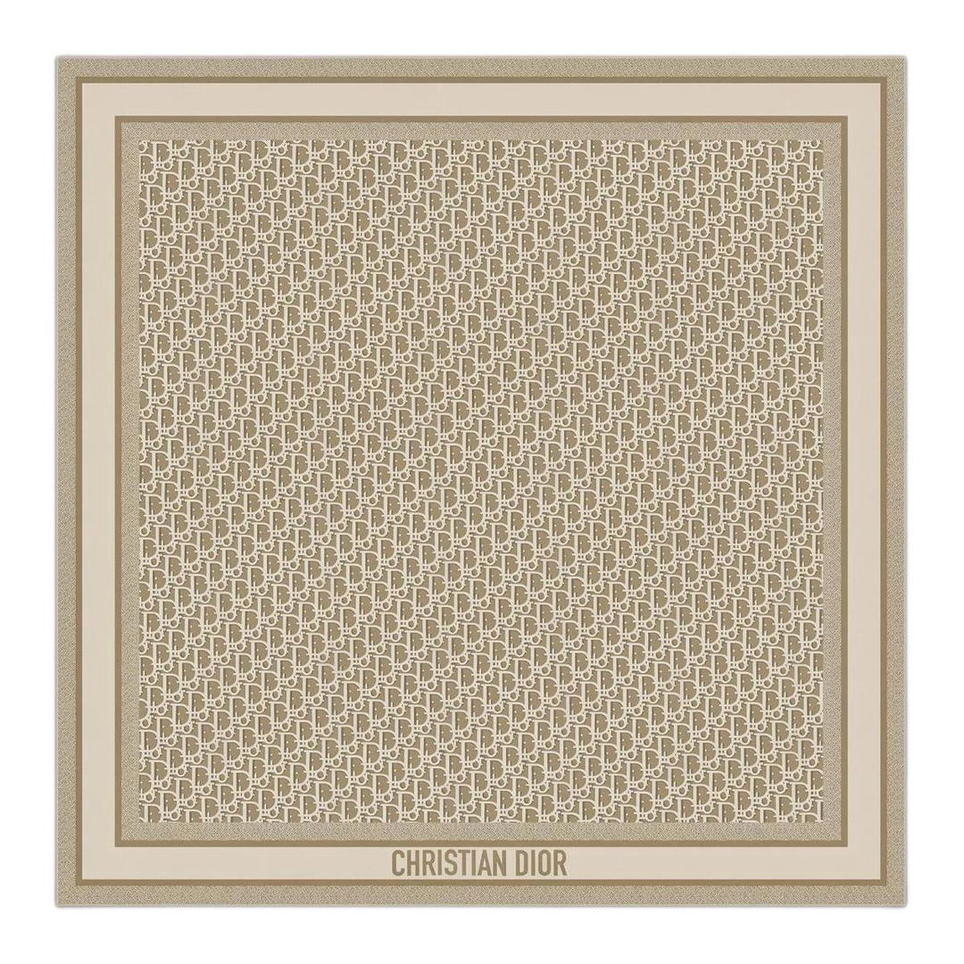 Dior Dior Silk, Twill Silk Scarves Unisex Beige
