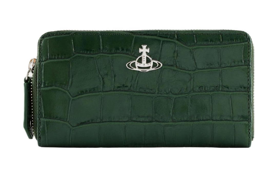 Vivienne Westwood Vivienne Westwood Crocodile Embossed Cow Leather Wallet Women's Green