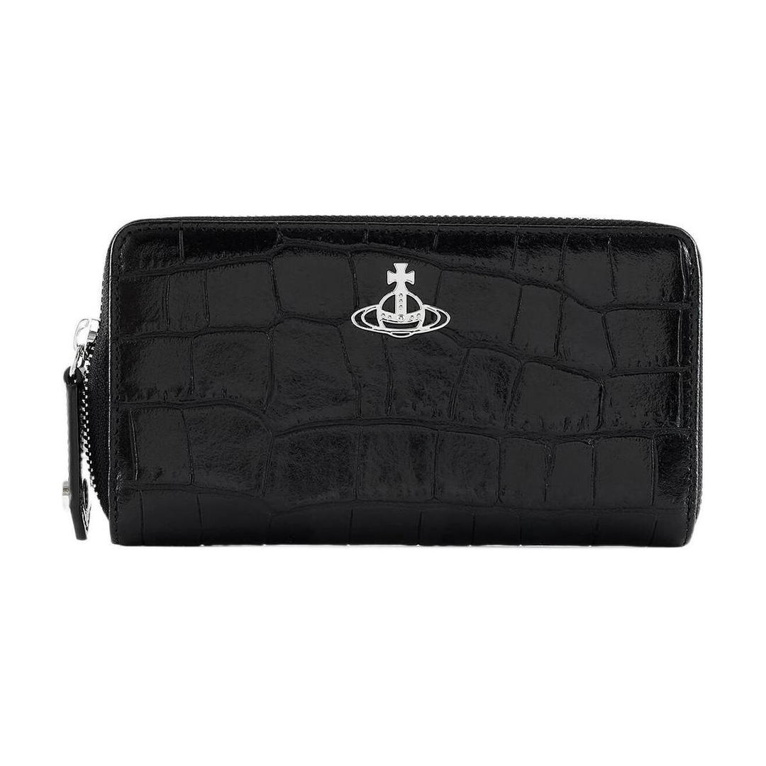Vivienne Westwood Vivienne Westwood Crocodile Embossed Cow Leather Wallet Women's Black