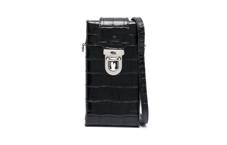 Vivienne Westwood Vivienne Westwood Calfskin One Shoulder Crossbody Cell Phone Pouch Unisex Black