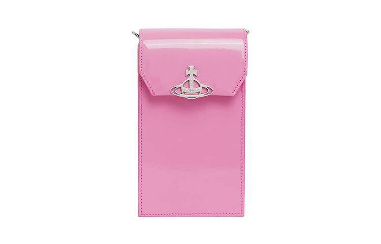 Vivienne Westwood Vivienne Westwood Shiny Calfskin One Shoulder Crossbody Cell Phone Pouch Women's Pink