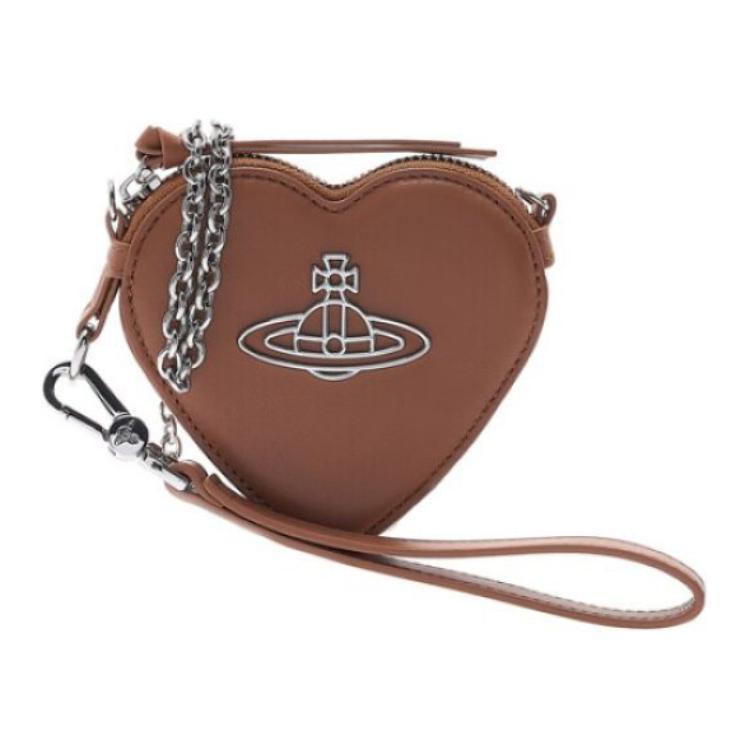Vivienne Westwood Vivienne Westwood Leather Heart-Shaped Bag Handheld Crossbody Bag Shoulder Bag Women's Brown