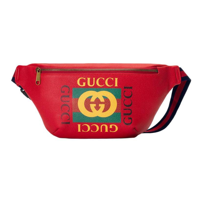 Gucci Gucci Leather One Shoulder Crossbody Bag Sling Bag Fanny Pack Large Size Unisex Red