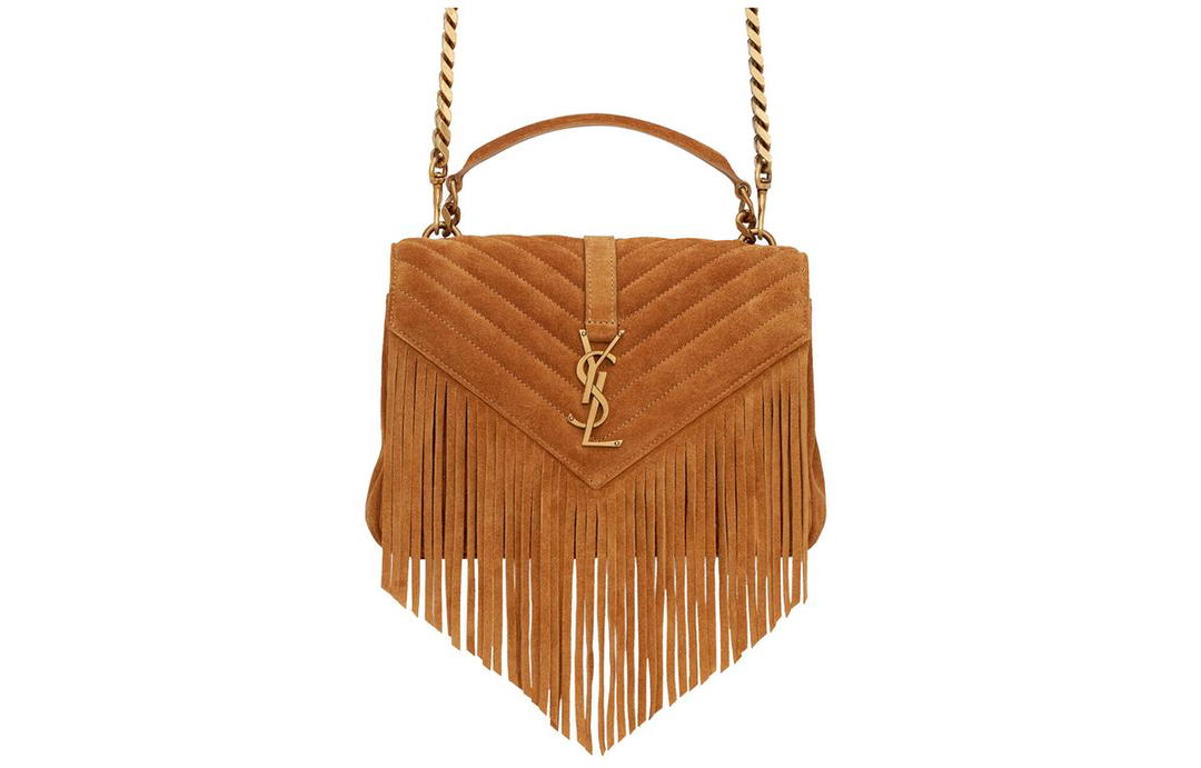 Saint Laurent Saint Laurent Suede Material Chain Bag Portable Crossbody Bag Shoulder Bag Medium Size Women's Cinnamon Brown