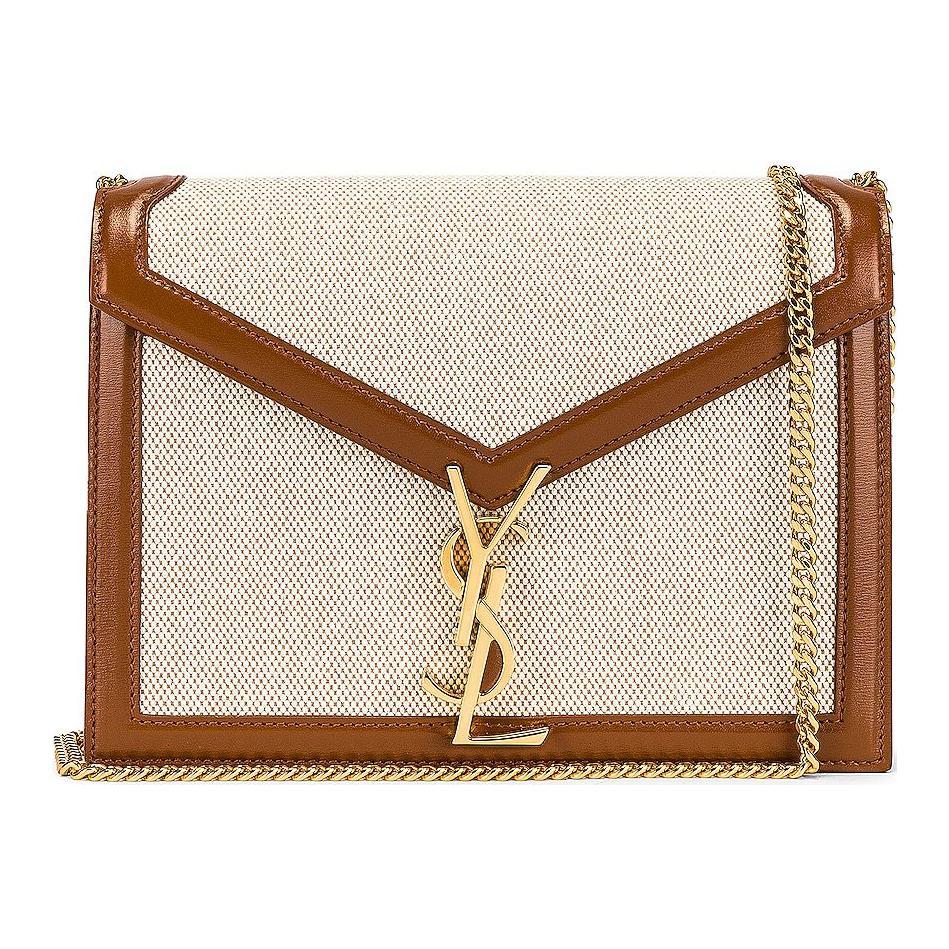 Saint Laurent Saint Laurent CASSANDRA Canvas With Smooth Leather Shoulder Bag, Crossbody Bag Women's Natural & Beige