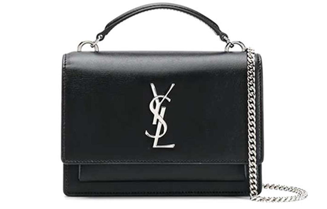 Saint Laurent Saint Laurent Leather Chain Bag Shoulder Bag Crossbody Bag Women's Black Silver