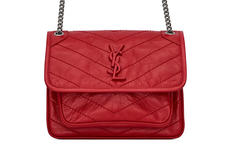 Saint Laurent Saint Laurent Niki Leather Hobo Bag, Crossbody Bag, Shoulder Bag Women's Cupid Red