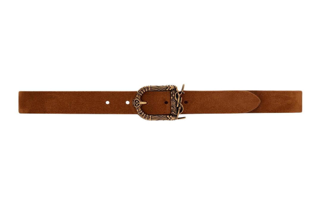 Saint Laurent Saint Laurent Logo Design Pin Buckle Leather Belts Women's Brown Width: 3CM